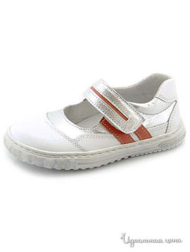 Туфли Petitshoes для девочки, цвет белый, серебряный, оранжевый