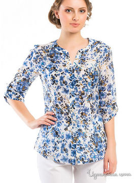 Блузка REMIX, цвет белый/синие цветы