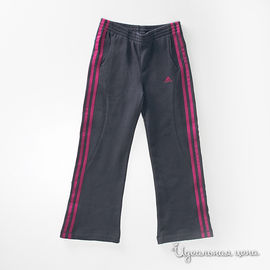 Брюки Adidas для девочки, цвет темно-серый / фуксия, рост 128-140 см