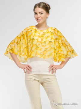 Блуза с перелиной ADZHEDO, цвет молочный/желтый/персики