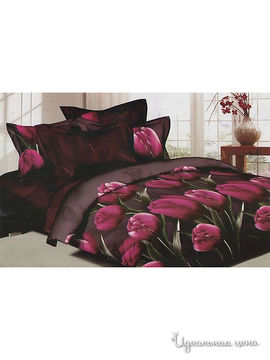 Комплект постельного белья евро "kazanov.a." "Тюльпан", красный, бордовый