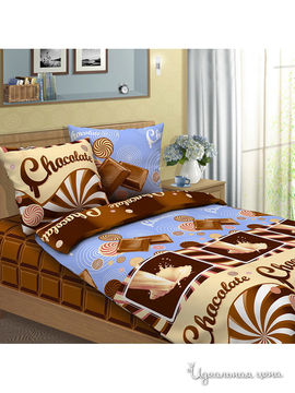 Комплект постельного белья, Евро Традиция Текстиля, цвет коричневый, голубой