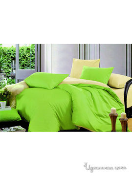 Комплект постельного белья семейный Dream time store, желтый, зеленый