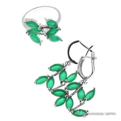 Комплект украшений Эсмеральда, цвет серебряный, зеленый