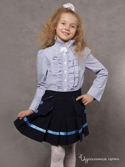 Блуза Красавушка для девочки, цвет белый, голубой
