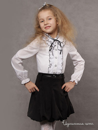 Блуза Красавушка для девочки, цвет белый, черный