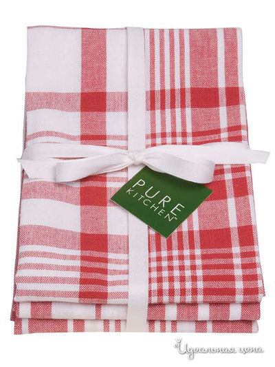 Комплект полотенец, 3 шт Dexam, цвет красный, белый