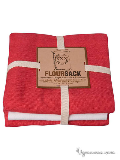 Комплект полотенец, 3 шт Dexam, цвет красный, белый