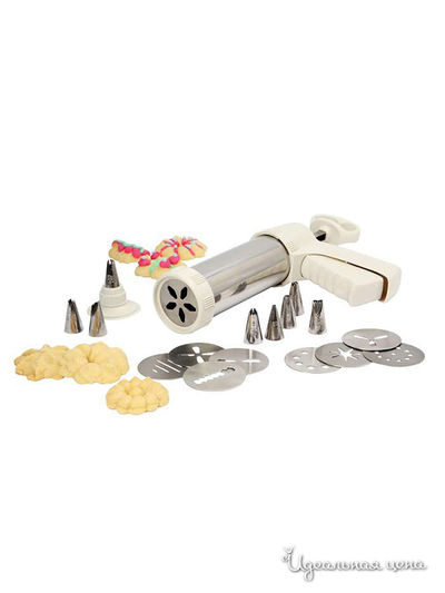 Кондитерский пистолет, 18 предметов Dexam, цвет белый, серебряный