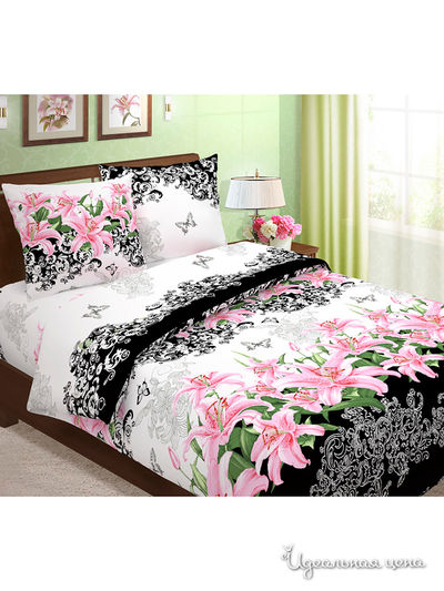 Комплект постельного белья 1,5 спальный Традиция Текстиля, цвет белый, черный