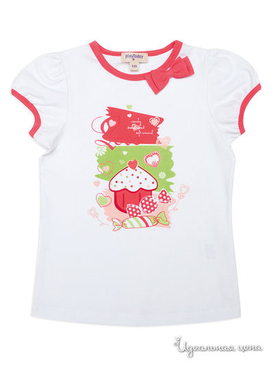 Футболка PlayToday, цвет белый, розовый