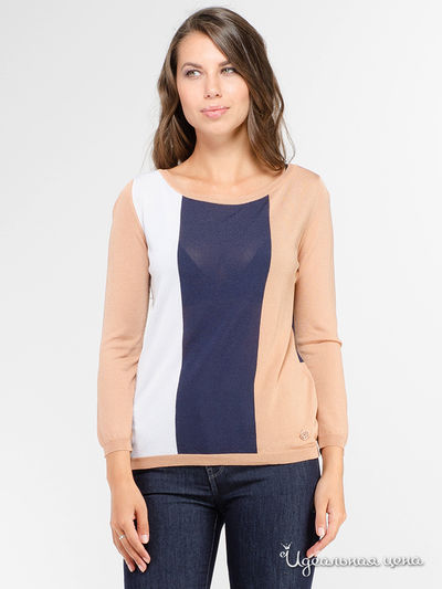 Пуловер Armani Jeans, цвет персиковый, белый, темно-синий