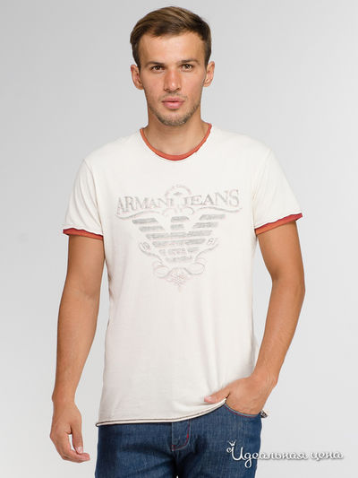 Футболка Armani jeans, цвет молочный, персиковый
