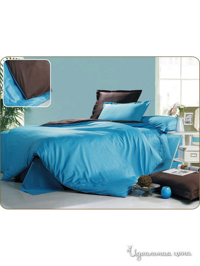 Комплект постельного белья, двуспальный Valtery, цвет бирюзовый, коричневый