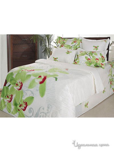 Комплект постельного белья Евро Goldtex, цвет серый, зеленый