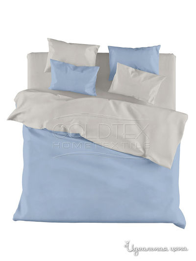 Комплект постельного белья 2-х спальный Goldtex, цвет голубой, серый