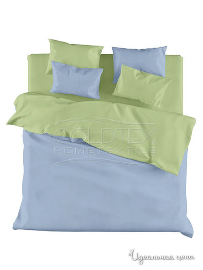 КПБ двуспальный с европростыней Goldtex, цвет голубой, зеленый