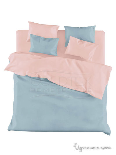 КПБ двуспальный с европростыней Goldtex, цвет голубой, розовый