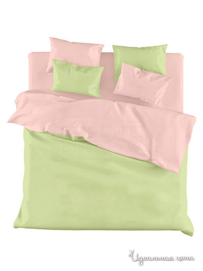 Комплект постельного белья семейный Goldtex, цвет розовый, зеленый