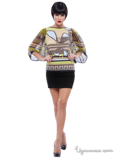 Блуза Analili, цвет коричневый, зеленый, бежевый