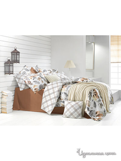 Комплект постельного белья Евро Issimo, цвет коричневый, белый