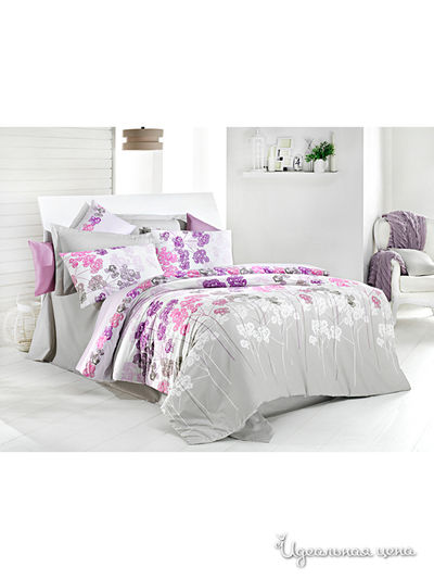 Комплект постельного белья Евро Issimo, цвет серый, розовый