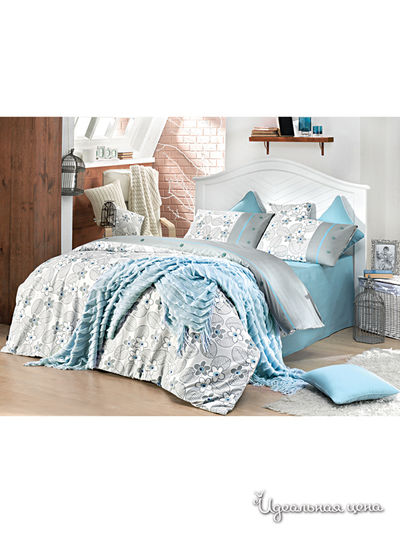 Комплект постельного белья Евро Issimo, цвет голубой