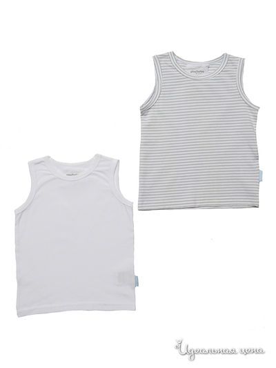 Майка, 2 шт PlayToday, цвет белый, голубой, бежевый