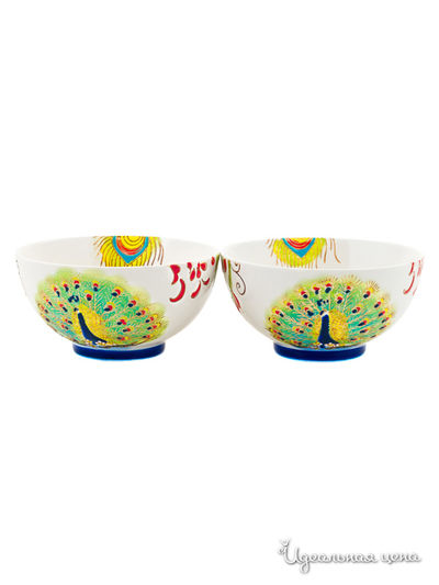 Пиала, 2 шт Elff Decor, цвет белый, зеленый