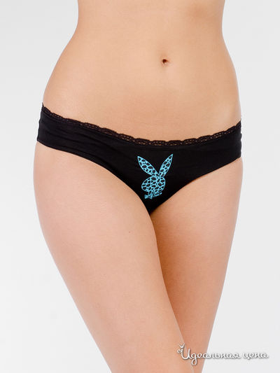 Трусы-стринги 2 шт. Playboy, цвет черный, бирюзовый