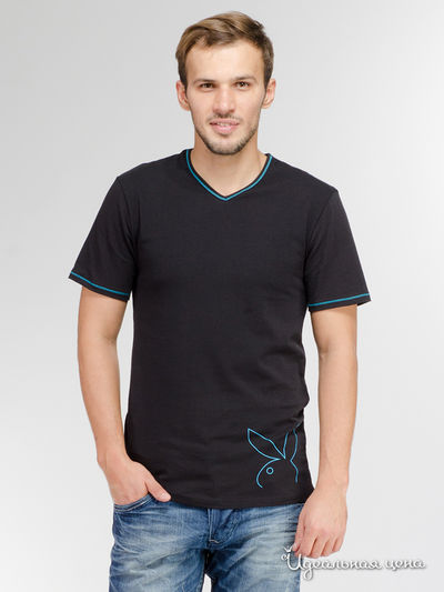 Футболка Playboy, цвет черный, голубой