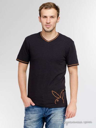 Футболка Playboy, цвет черный, оранжевый