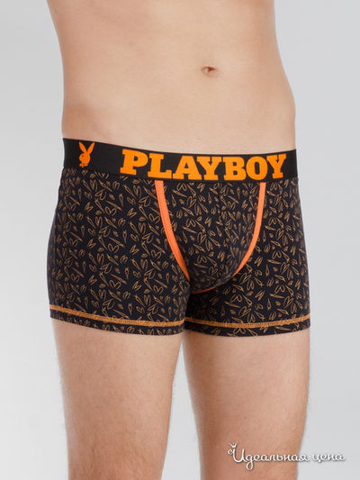 Трусы Playboy, цвет черный, оранжевый