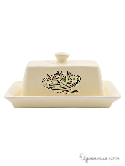 Масленка с крышкой Elff Decor, цвет белый, черный