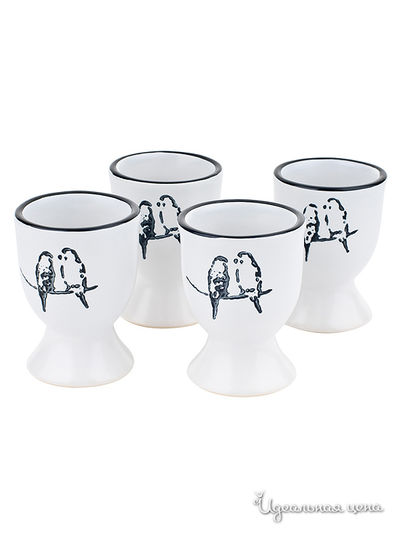 Набор из 4-х подставок для яиц Elff Decor, цвет белый, черный