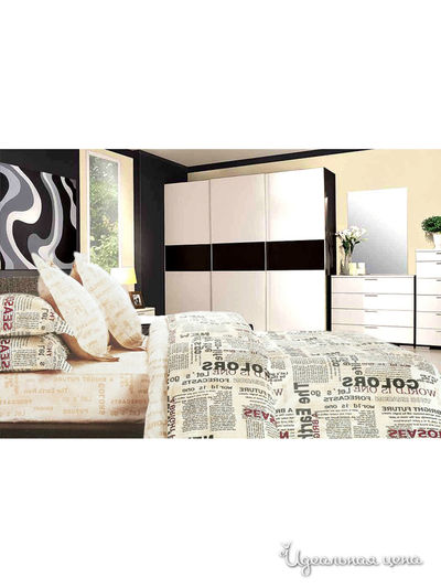 Комплект постельного белья 2-х спальный Фаворит-Текстиль, цвет молочный, черный