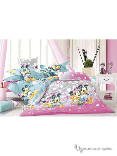 Комплект постельного белья 1,5-спальный Фаворит-Текстиль, цвет розовый, зеленый