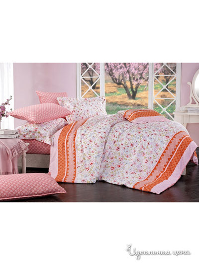 Комплект постельного белья Евро Shinning Star, цвет светло-розовый, оранжевый