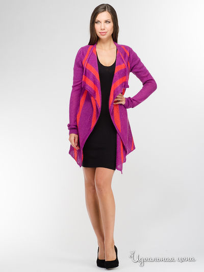 Кардиган Benetton, цвет сиреневый, красный