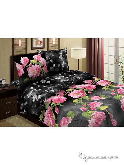 Комплект постельного белья 1,5 спальный Pastel, цвет черный, розовый