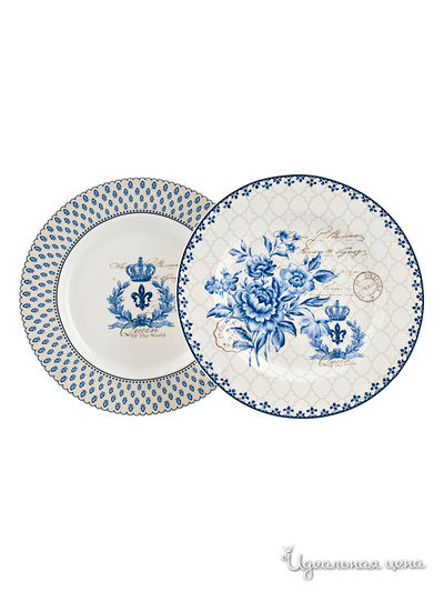 Набор из 2-х тарелок Elff Decor, цвет белый, синий