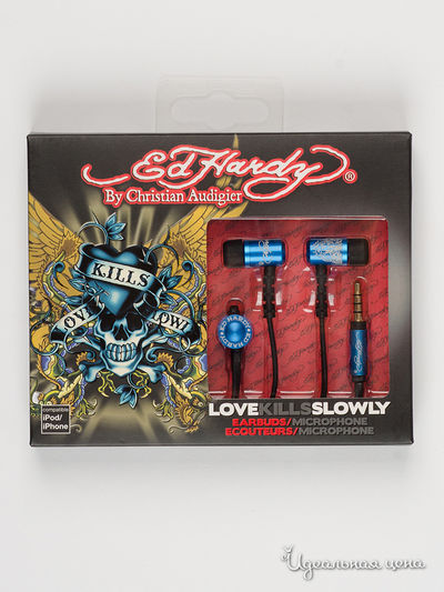 Наушники вкладыши Ed Hardy, цвет синий