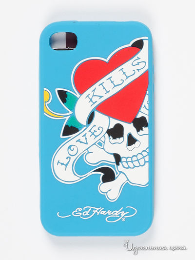 Чехол для IPHONE 4G, 4S Ed Hardy, цвет голубой