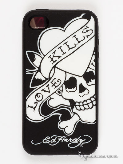 Чехол для IPHONE 4G, 4S Ed Hardy, цвет черный, белый