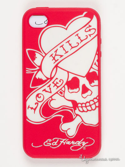 Чехол для IPHONE 4G, 4S Ed Hardy, цвет красный, белый