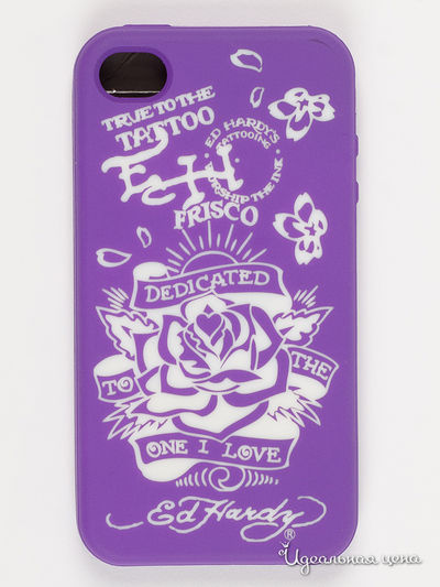 Чехол для IPHONE 4G, 4S Ed Hardy, цвет фиолетовый, белый
