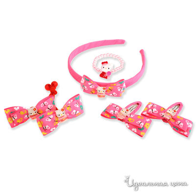Комплект: ободок, браслет, резинки 2 шт, заколки 2 шт Hello Kitty