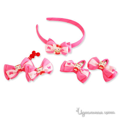 Комплект: ободок, браслет, резинки 2 шт, заколки 2 шт Hello Kitty