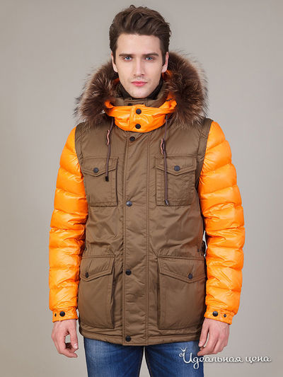 Пуховик Tom Farr, цвет светло-коричневый, оранжевый