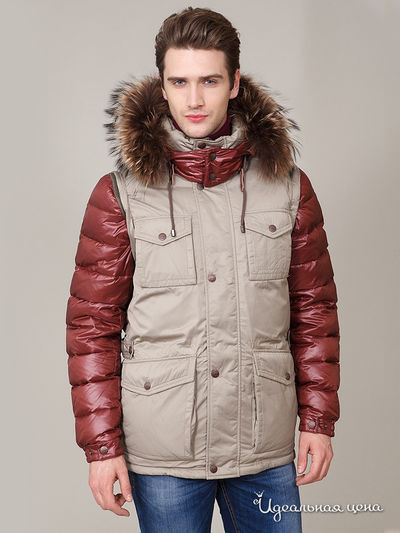 Пуховик Tom Farr, цвет бежевый, бордовый